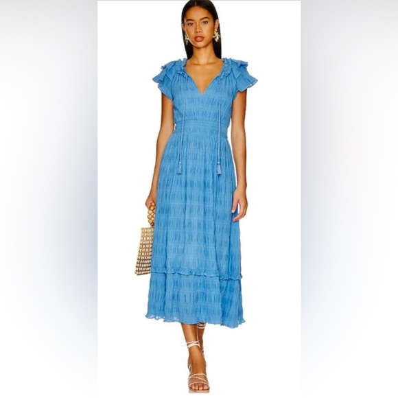 Cleobella Santana Ankle Dress Sky Blue Ruffled Dress - Picture 5 of 10